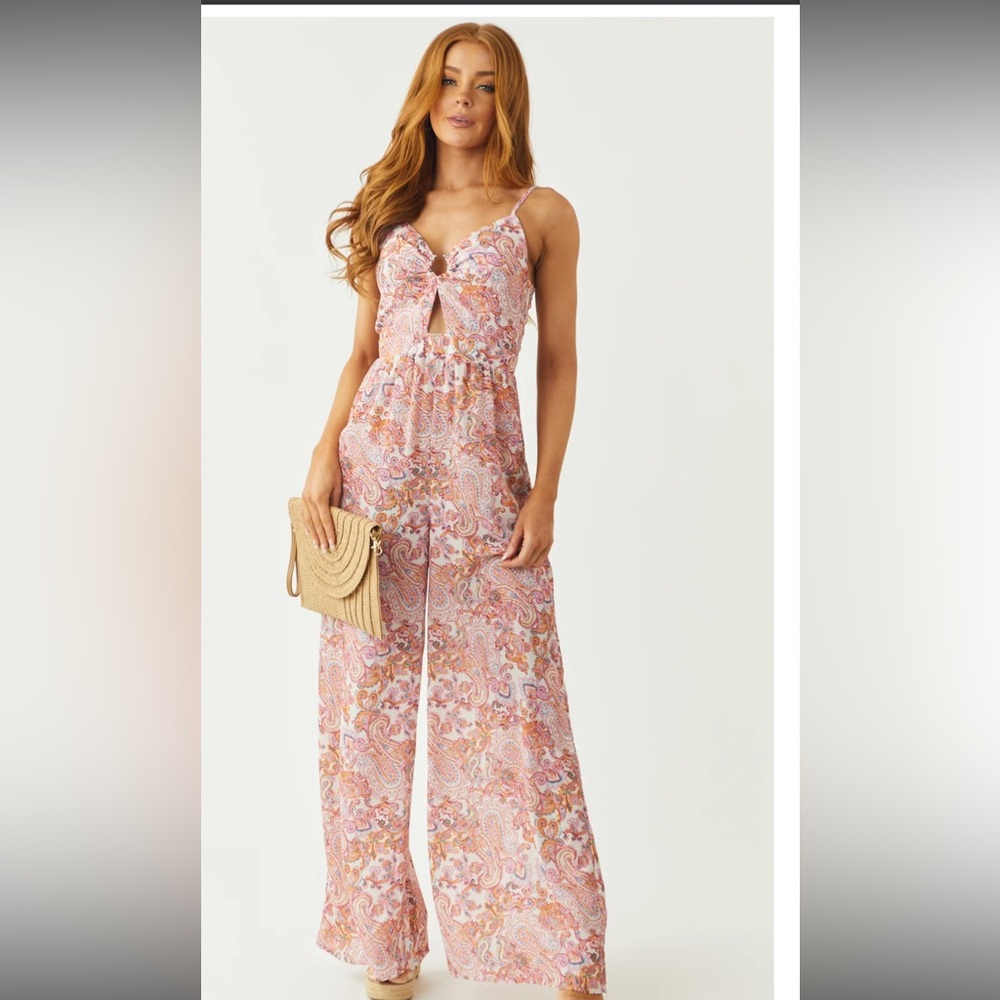 Baby Pink Paisley Jumpsuit